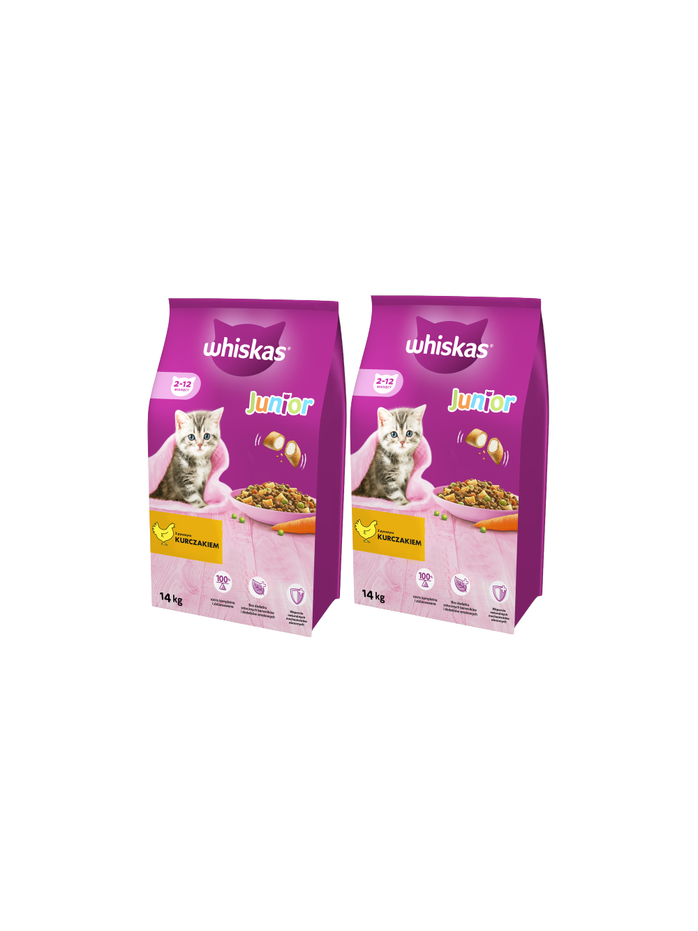 WHISKAS Junior 2x14 kg - sucha karma dla dla kociąt, z pysznym kurczakiem
