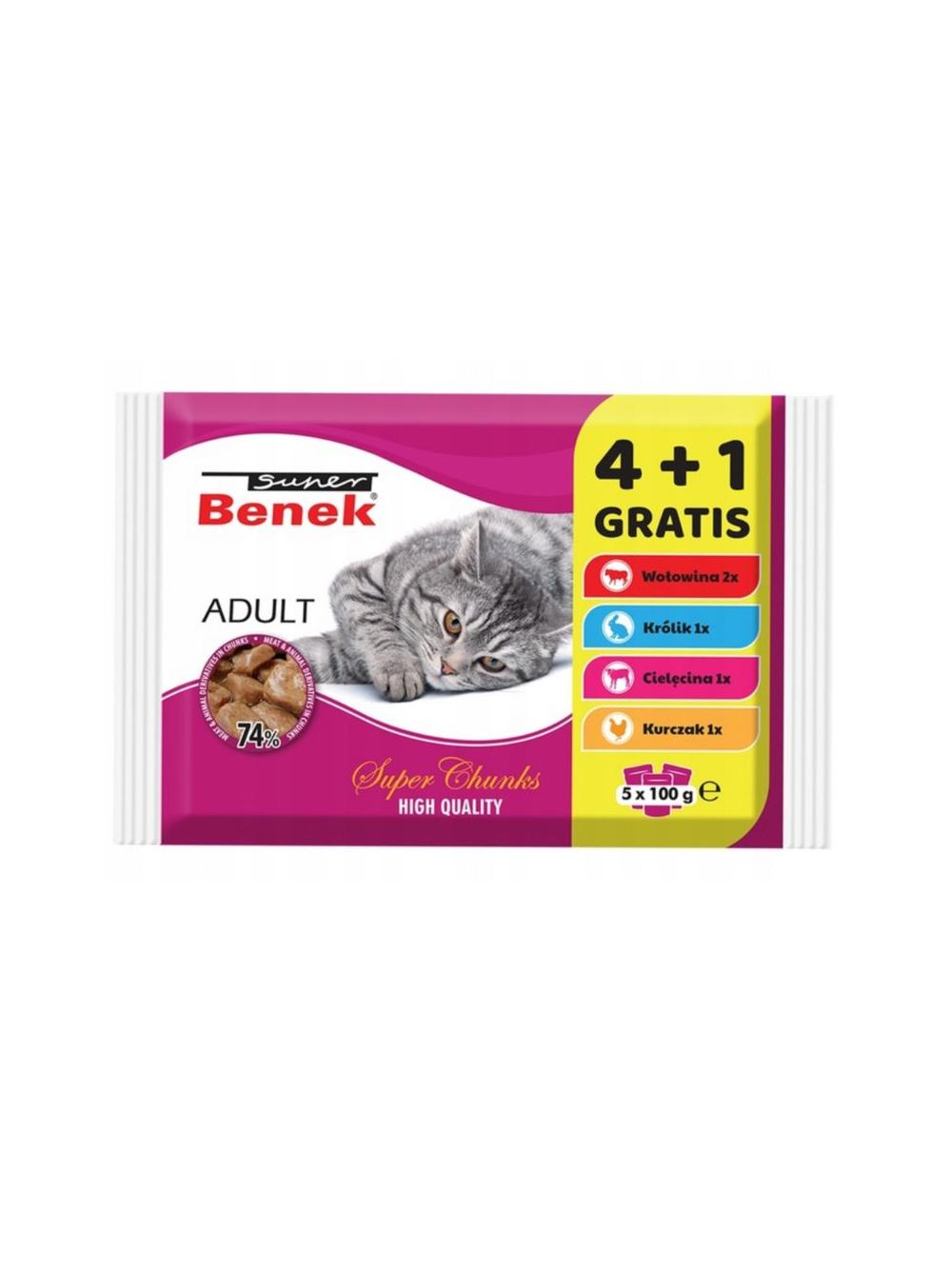 Super Benek Saszetka dla kota Adult 5x100g (4+1 GRATIS)