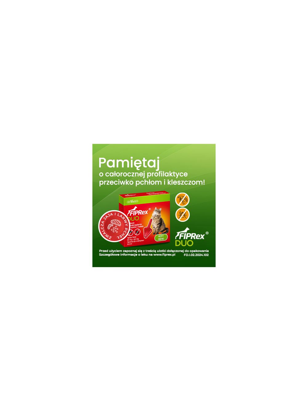 FIPREX DUO 50 mg + 60 mg roztwór do nakrapiania dla kotów i fretek