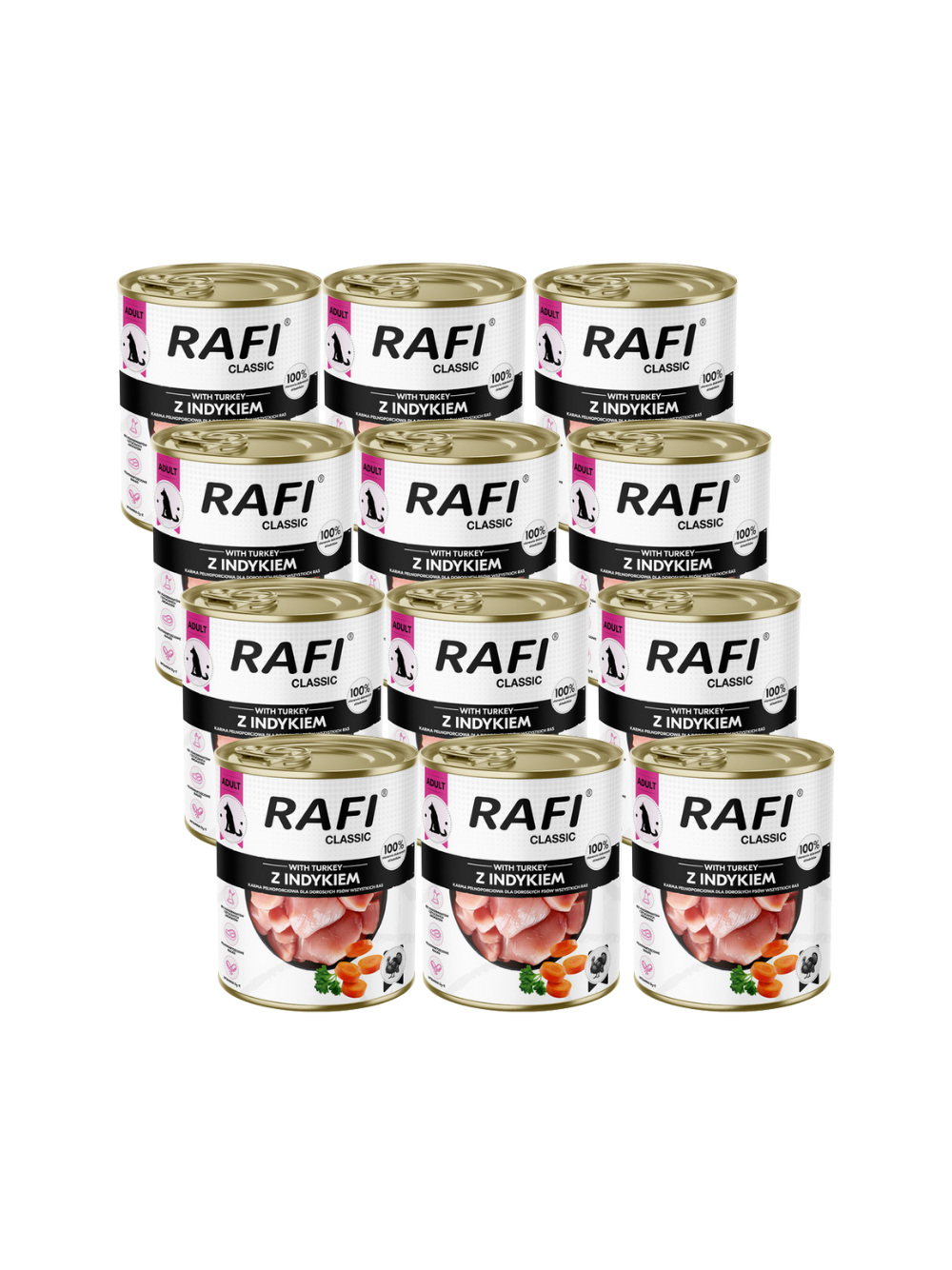 DOLINA NOTECI Mokra karma dla psa Rafi Classic z indykiem 12x800g