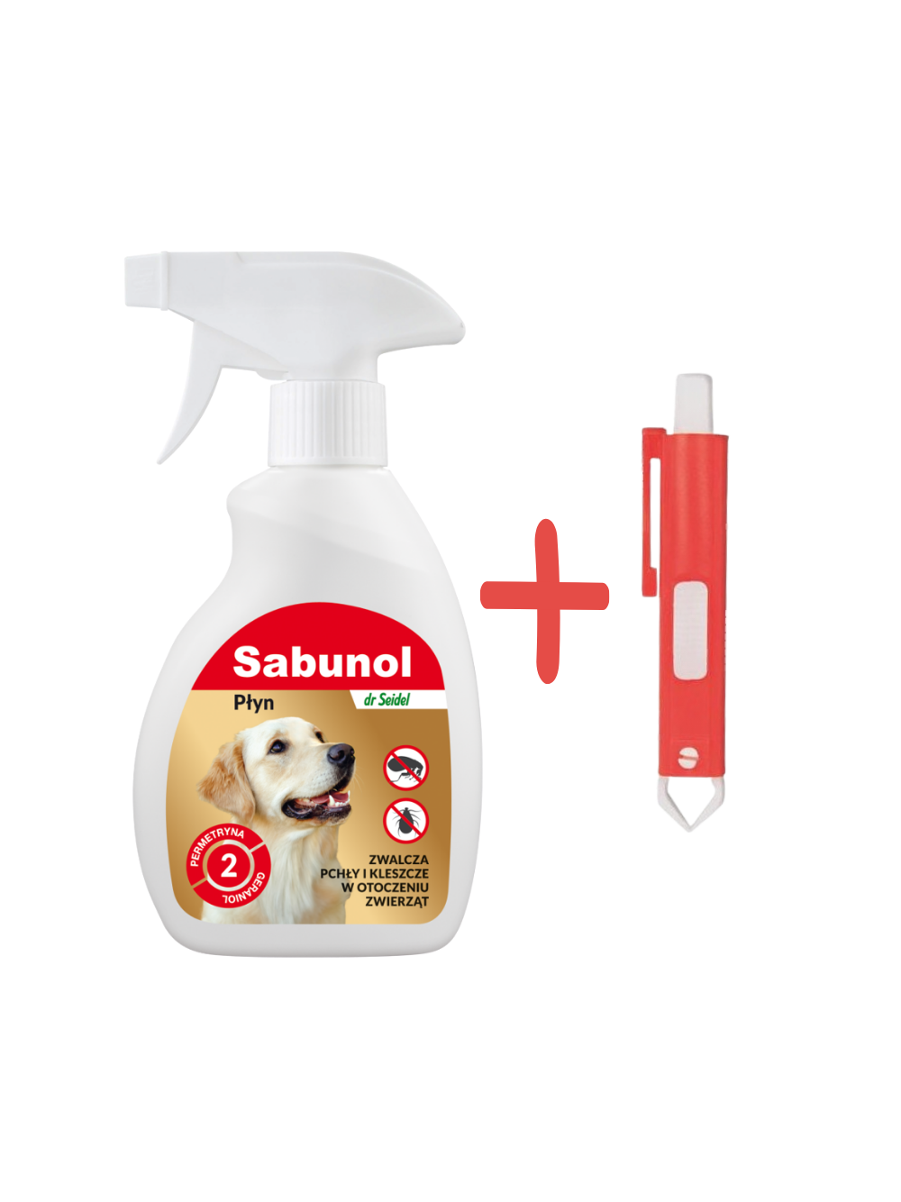 SABUNOL- Płyn do zwalczania pcheł w otoczeniu zwierząt 250ml+TRIXIE Szczypce do usuwania kleszczy 9cm