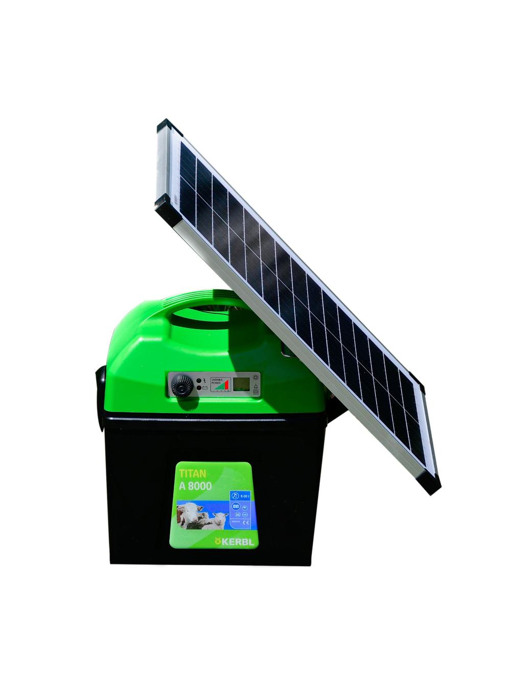 KERBL Elektryzator akumulatorowy TITAN A 8000 8,0 J + Panel słoneczny 25W do elektryzatorów