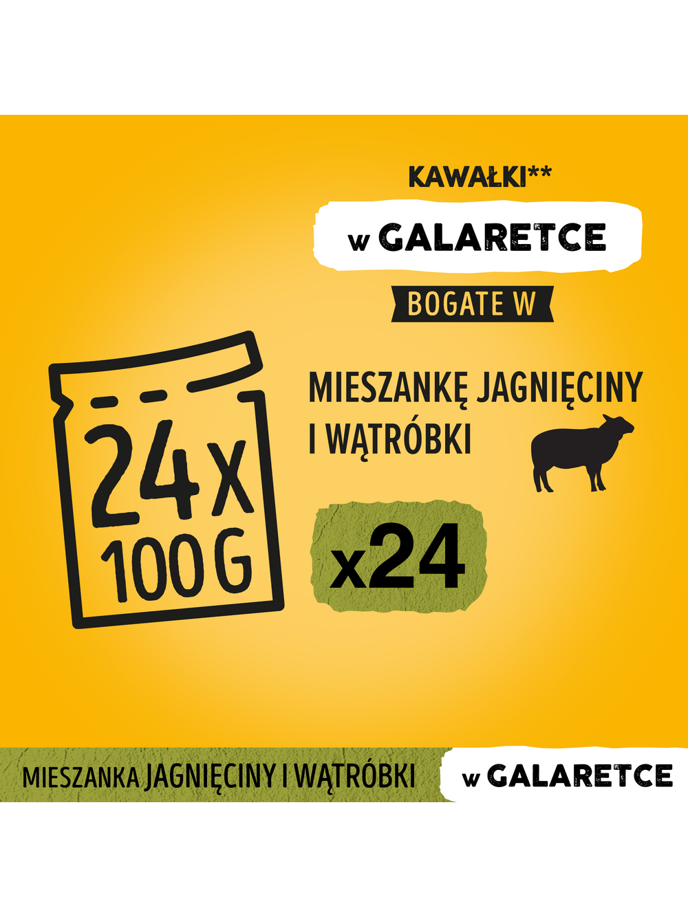 PEDIGREE Adult saszetka 12x100 g - mokra karma pełnoporcjowa, kawałki bogate w mieszankę jagnięciny i wątróbki w galaretce dla dorosłych psów