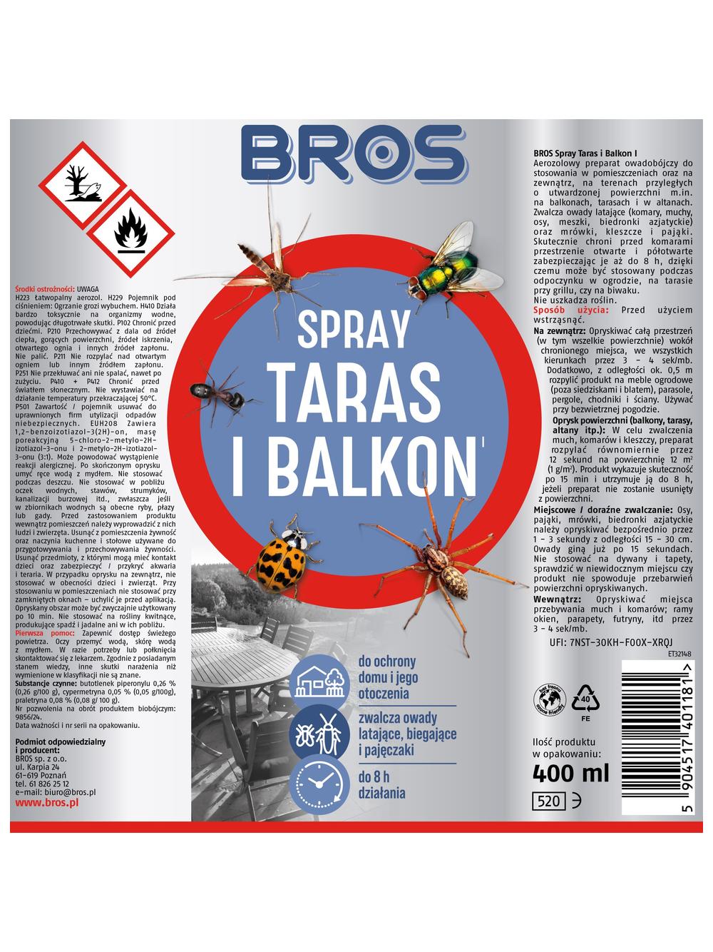 BROS - Spray taras i balkon 400ml