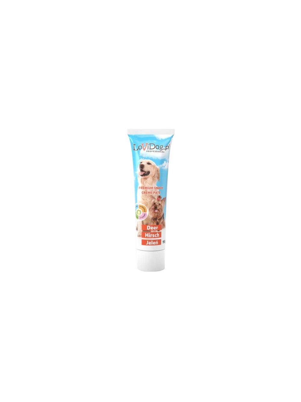 Lovi Dog Snack Creme Pate Dear - pasztet dla psa w tubce, z jeleniem, witaminami i Omega-3 90g