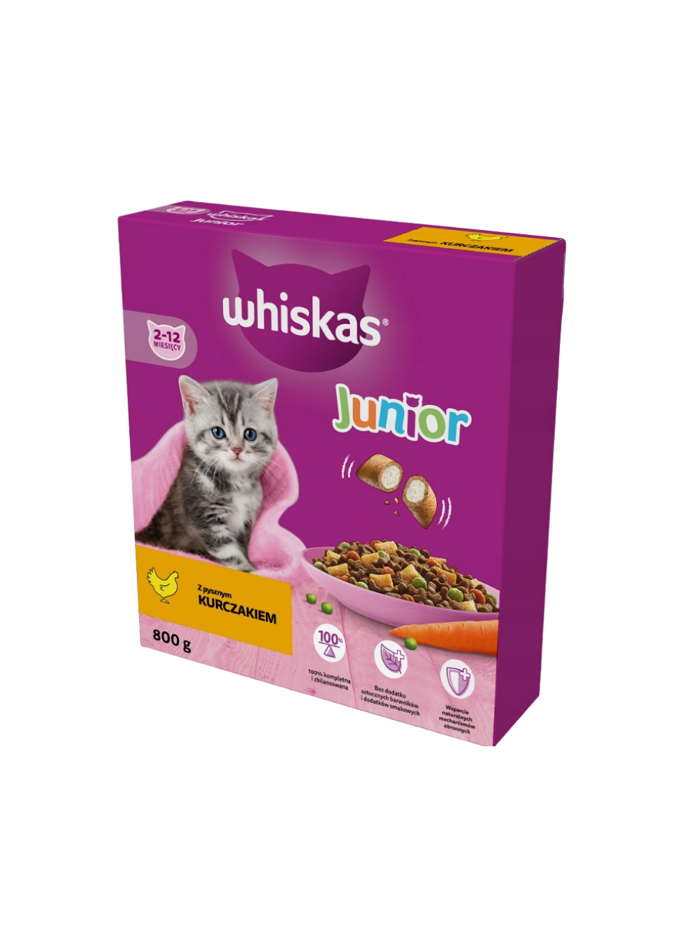 WHISKAS Junior 800 g - sucha karma dla dla kociąt, z pysznym kurczakiem