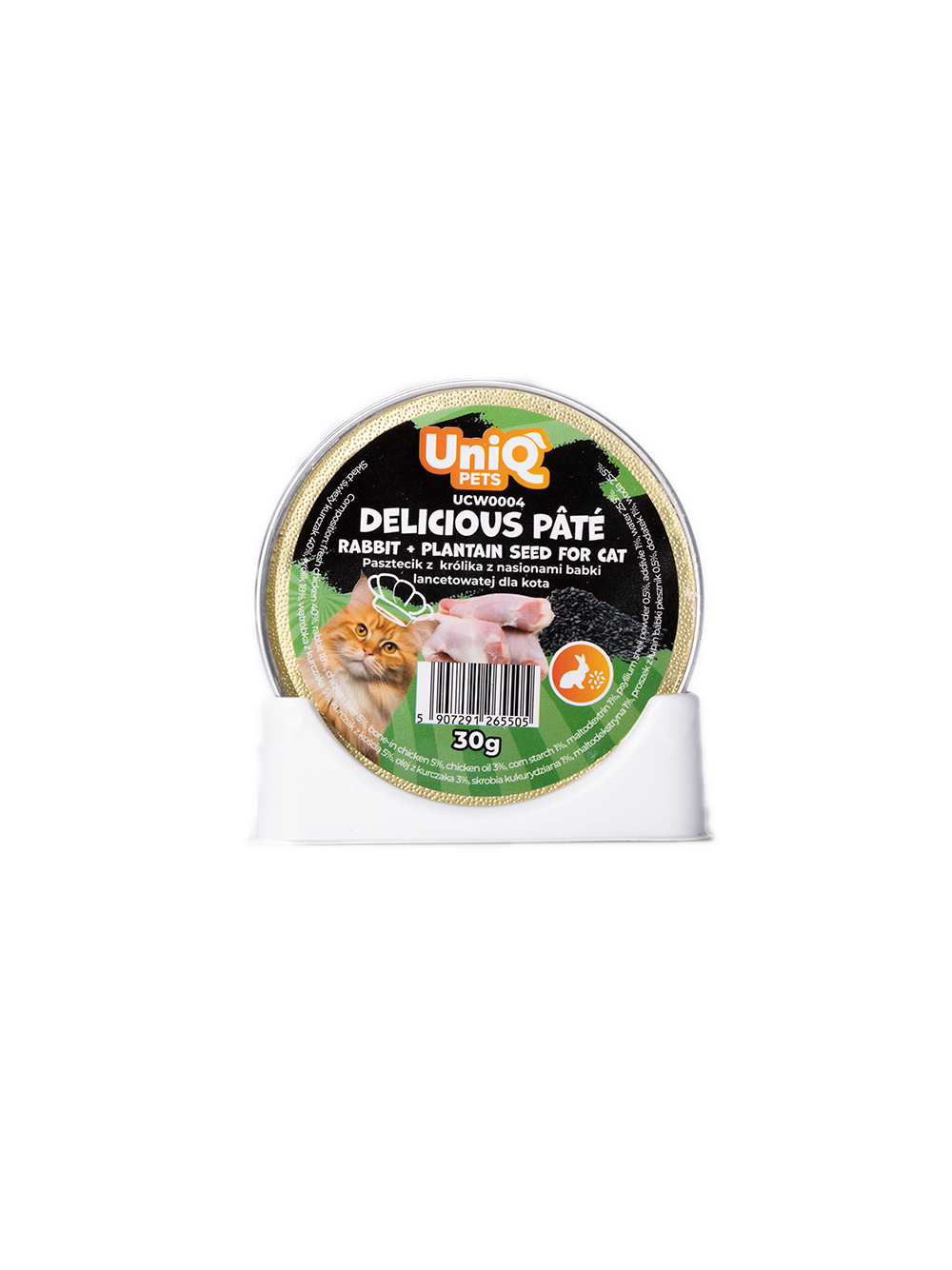 UNIQ PETS KARMA MOKRA DLA KOTA ROYAL RABBIT pasztecik z królika z nasionami babki lancetowatej 30 g x 8 szt
