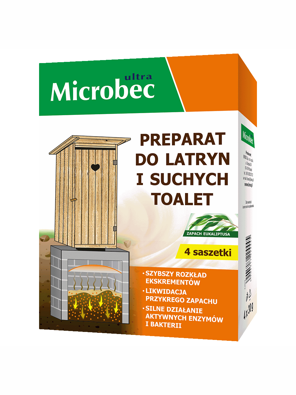 BROS MICROBEC Preparat do latryn i suchych toalet 4x30g