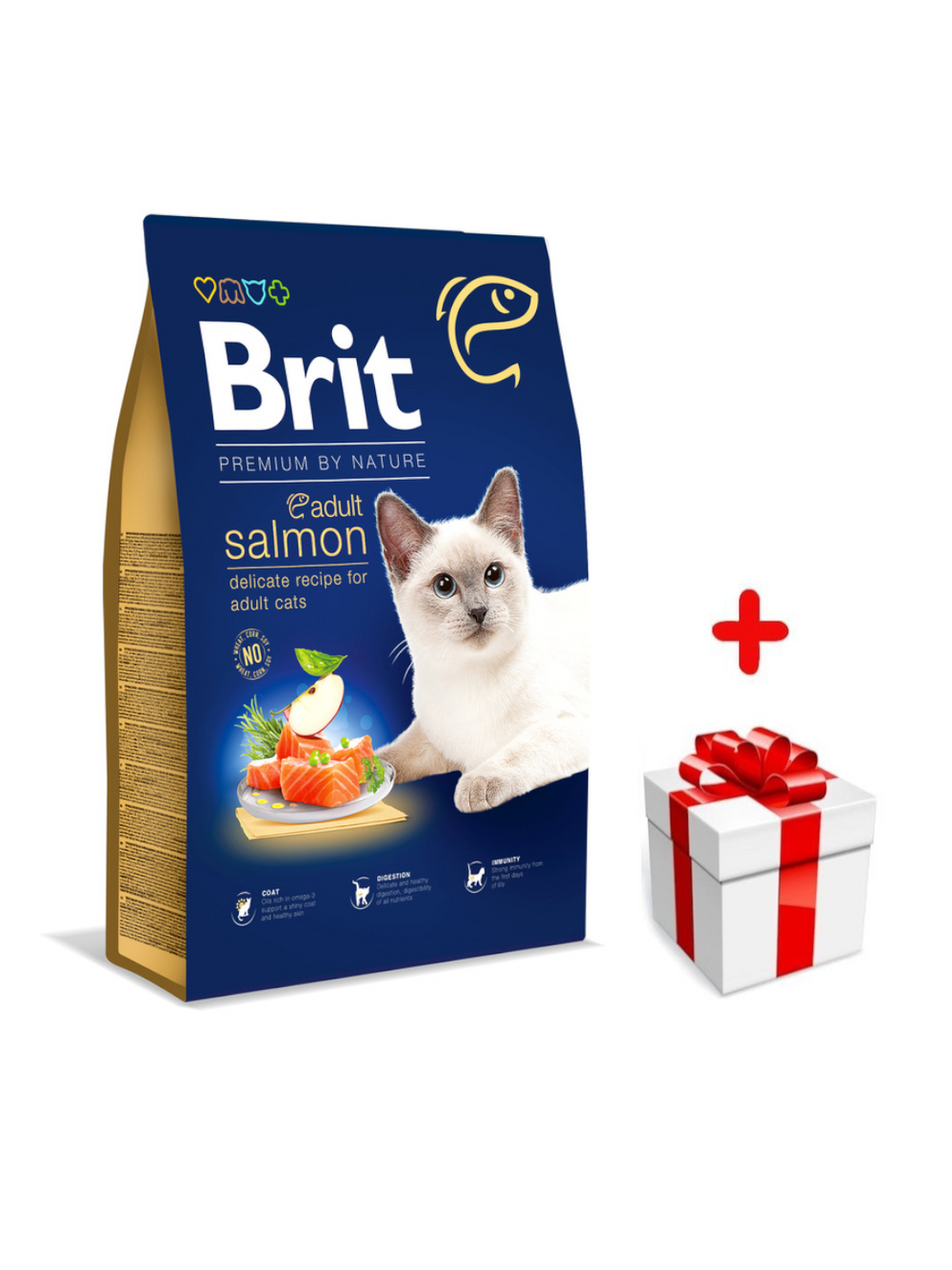 BRIT Premium By Nature Adult Cat Salmon 8kg + niespodzianka dla kota GRATIS!