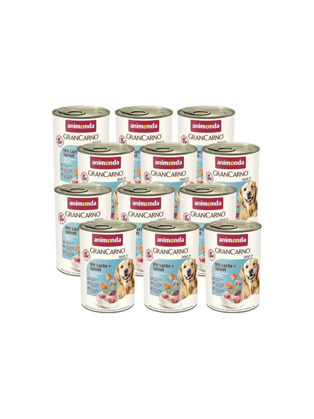 ANIMONDA GranCarno Adult Dog smak: Łosoś + szpinak 12x400g