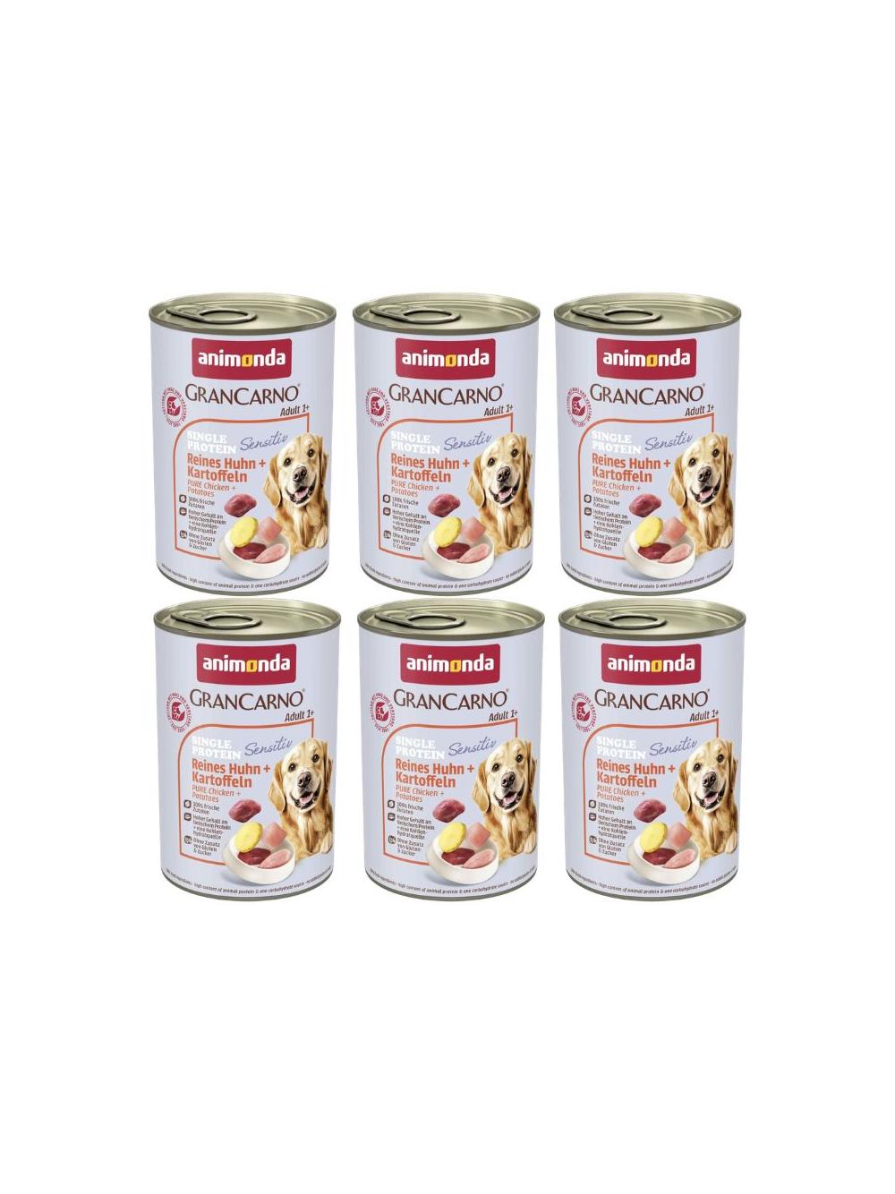 ANIMONDA GranCarno Sensitiv  Adult Dog smak: Kurczak + ziemniaki  6x400g