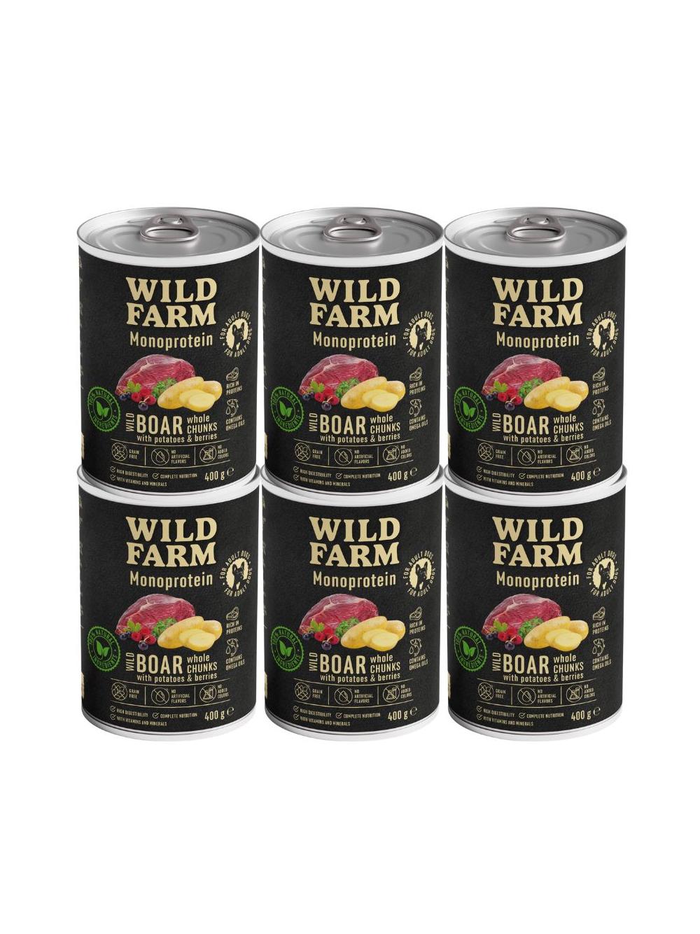 WILD FARM Monoprotein Wild Boar 6x400g hipoalergiczna karma dla psa