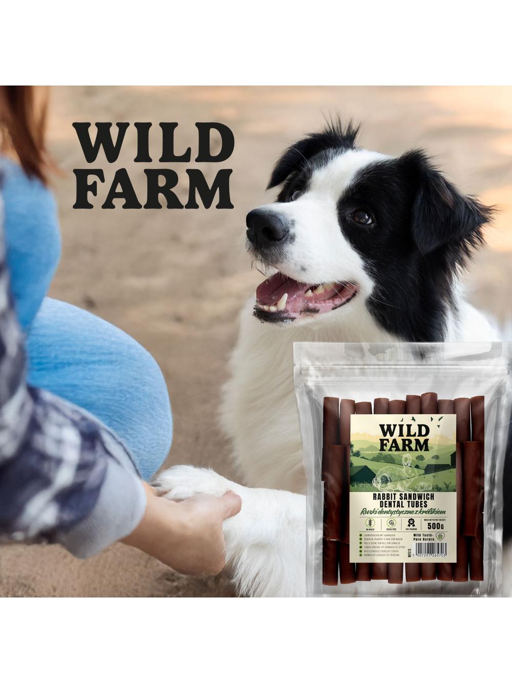 WILD FARM Rurki dentystyczne z królikiem 500g przysmak dla psa
