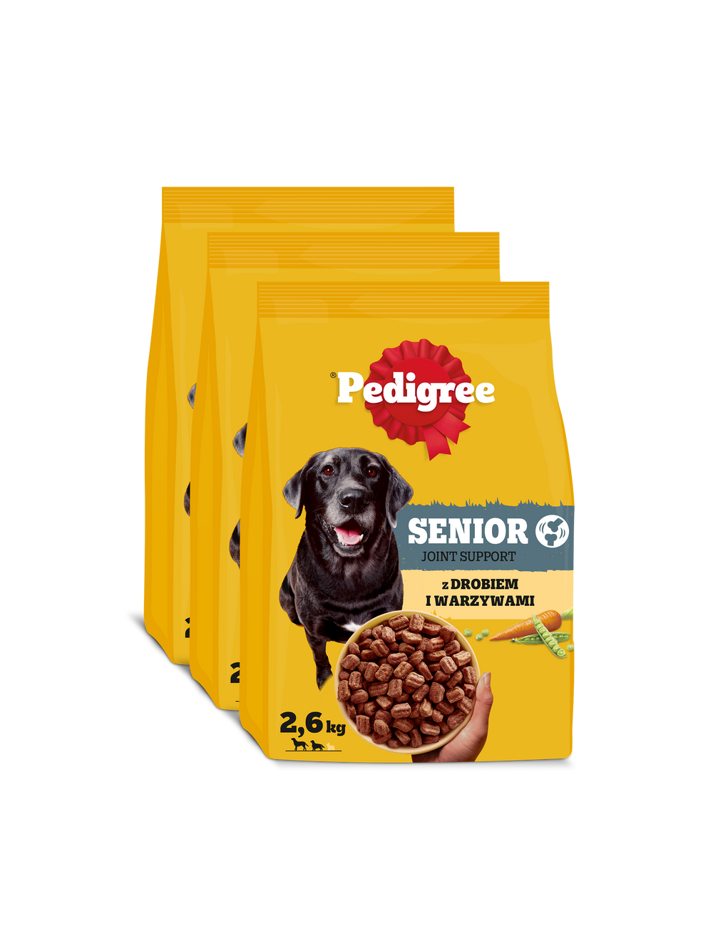 Pedigree Adult Senior z Drobiem i Warzywami 3x2,6kg