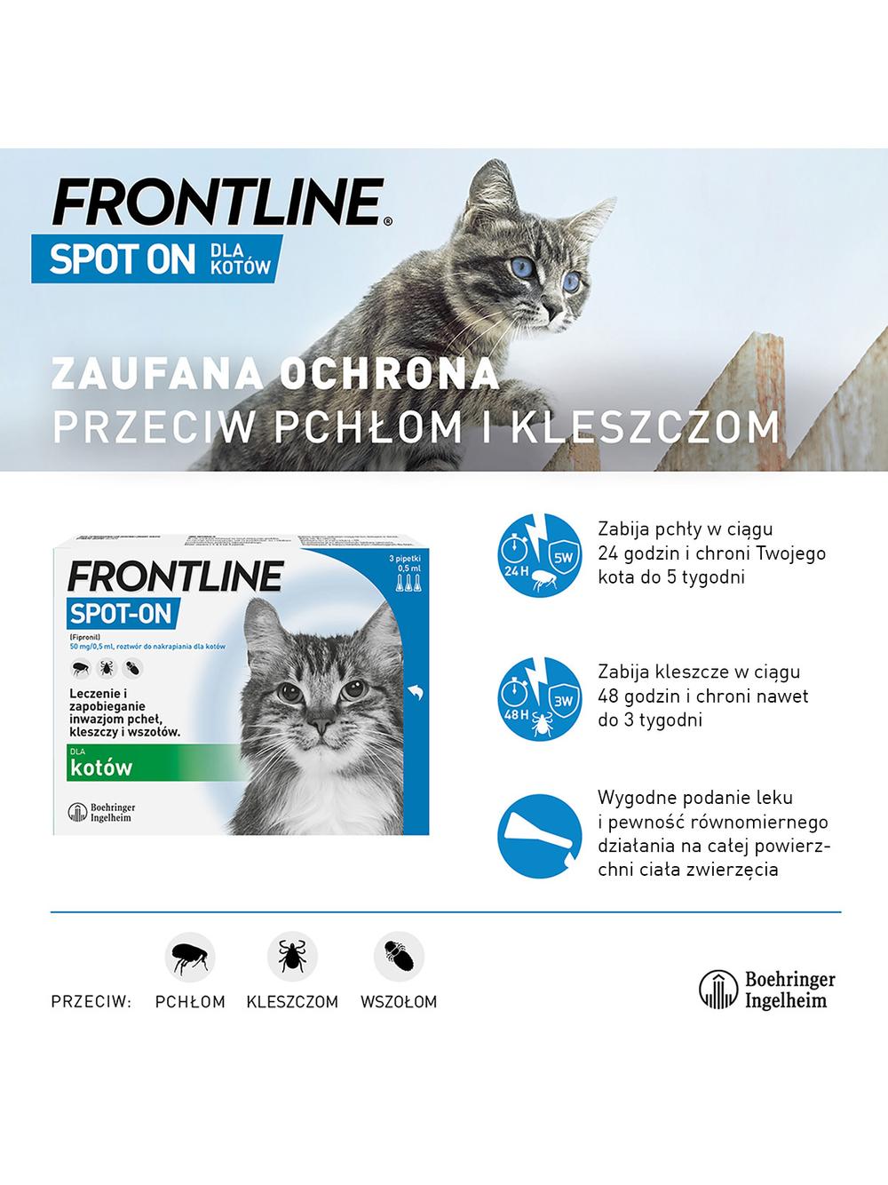 Frontline Spot On Kot dla kotów 3 x 0.5 ml