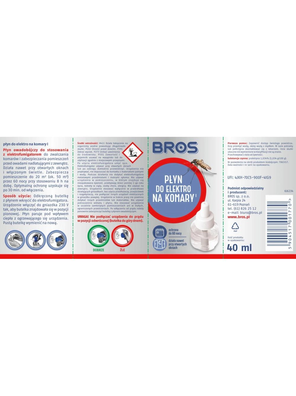 BROS - płyn do elektro na komary 60 nocy