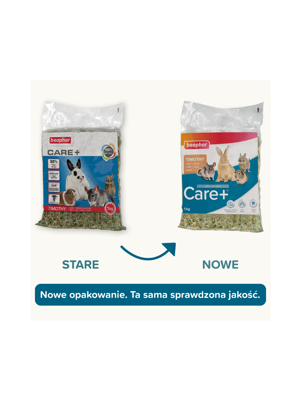 Beaphar CARE+ TIMOTHY 1KG - sianko z tymotką łąkową