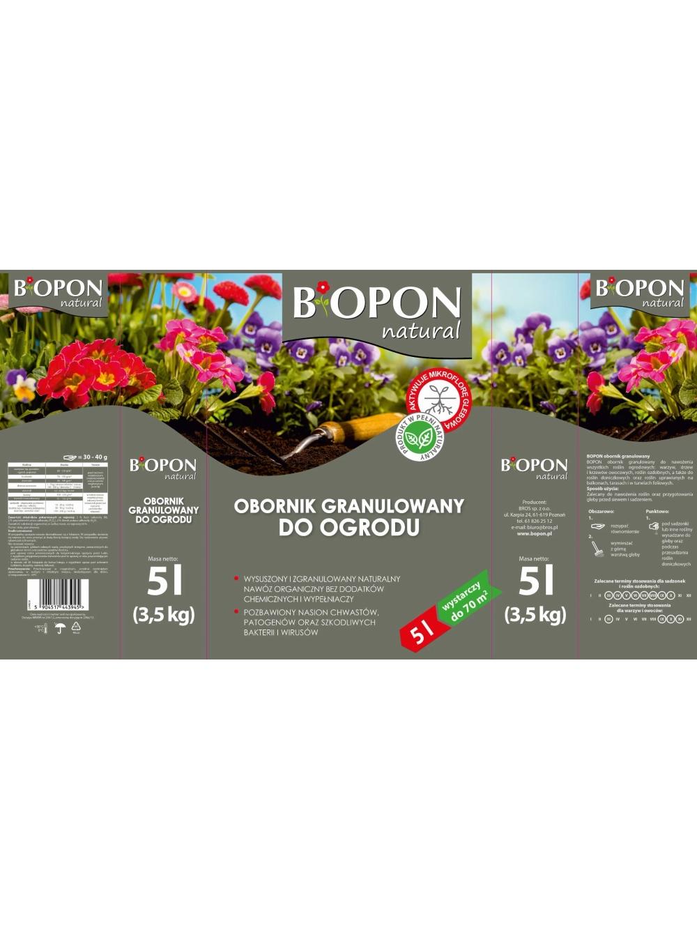 BIOPON NATURAL obornik granulowany do ogrodu 5L