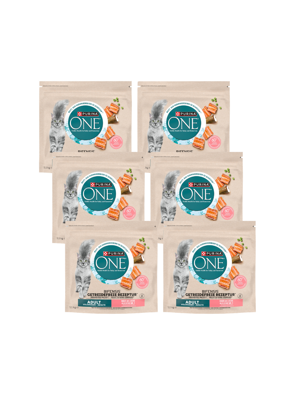 PURINA ONE Bifensis Adult Karma dla kotów dorosłych bogata w łososia 6x1,1 kg