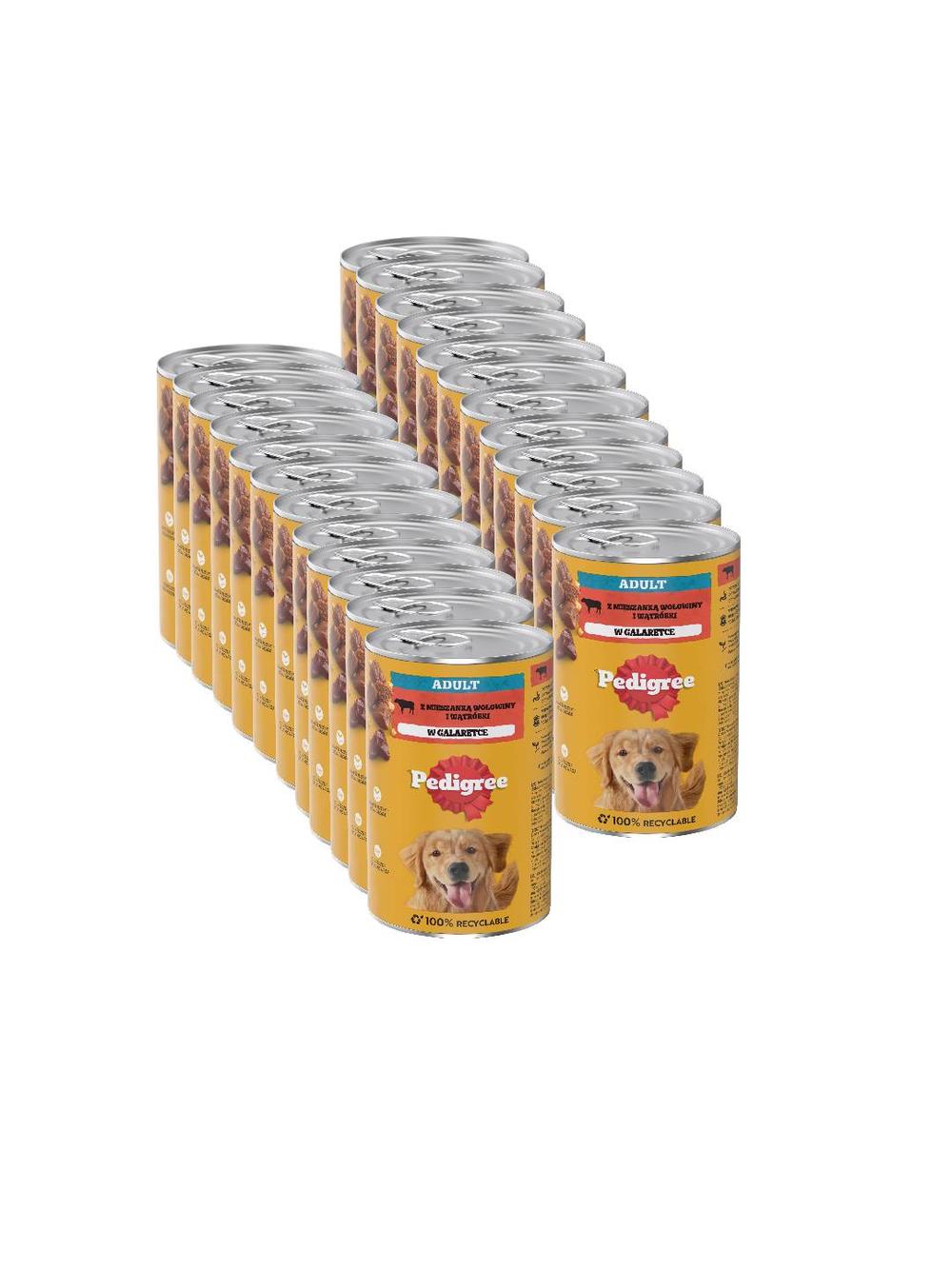 PEDIGREE Adult puszka 24x1200g - mokra karma pełnoporcjowa dla dorosłych psów, z wołowiną w galaretce