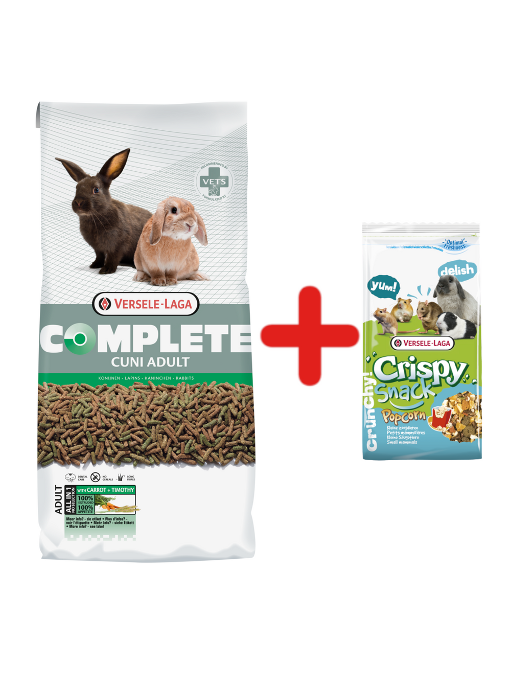 VERSELE-LAGA Cuni Adult Complete 8kg Pokarm dla królików + VERSELE LAGA Snack Popcorn 650g - mieszanka uzupełniająca z popcornem dla gryzoni
