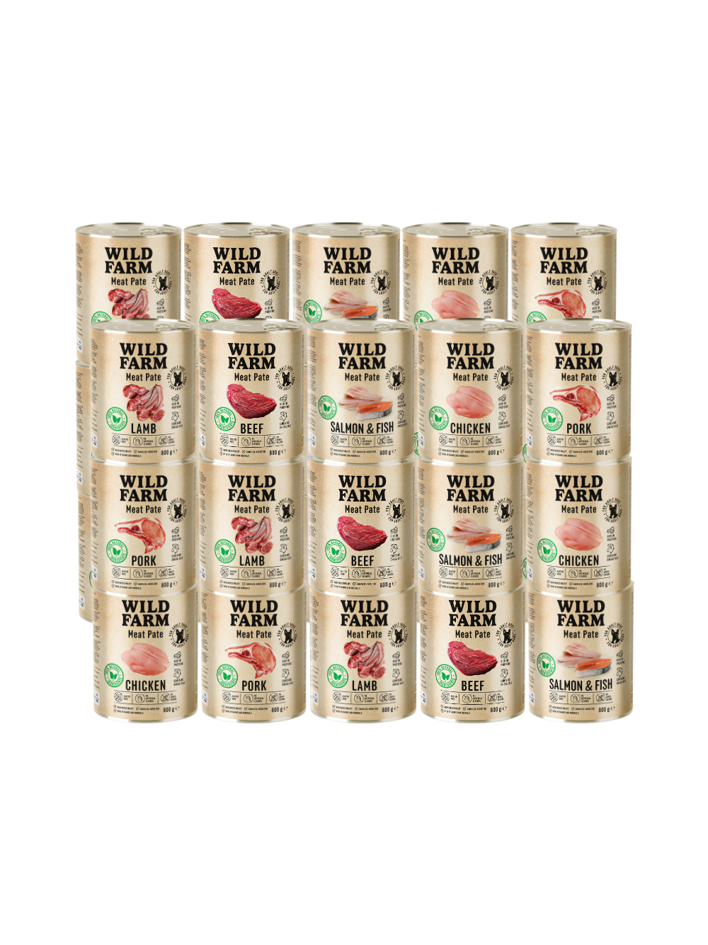 WILD FARM Pate Mix Smaków 30x800g bezglutenowa karma dla psa
