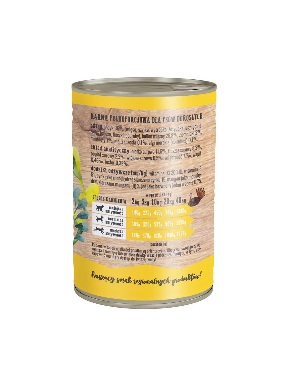 Wiejska Zagroda Indyk z jagnięciną 24x400g dla psa