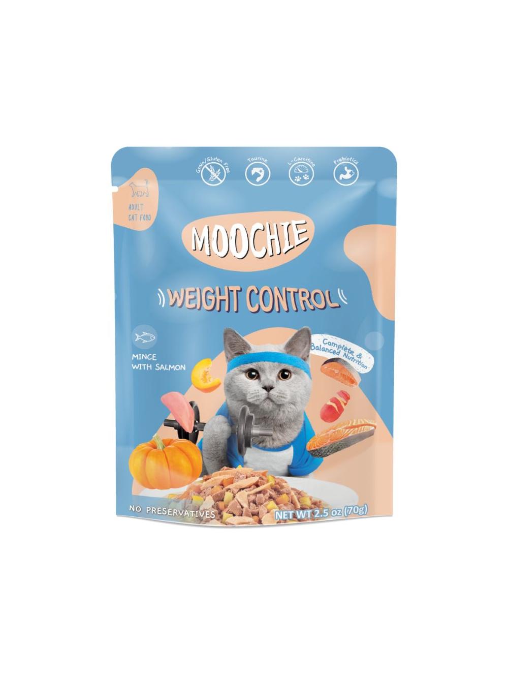 MOOCHIE Weight Control Mince With Salmon 12x70g kontrola masy ciała