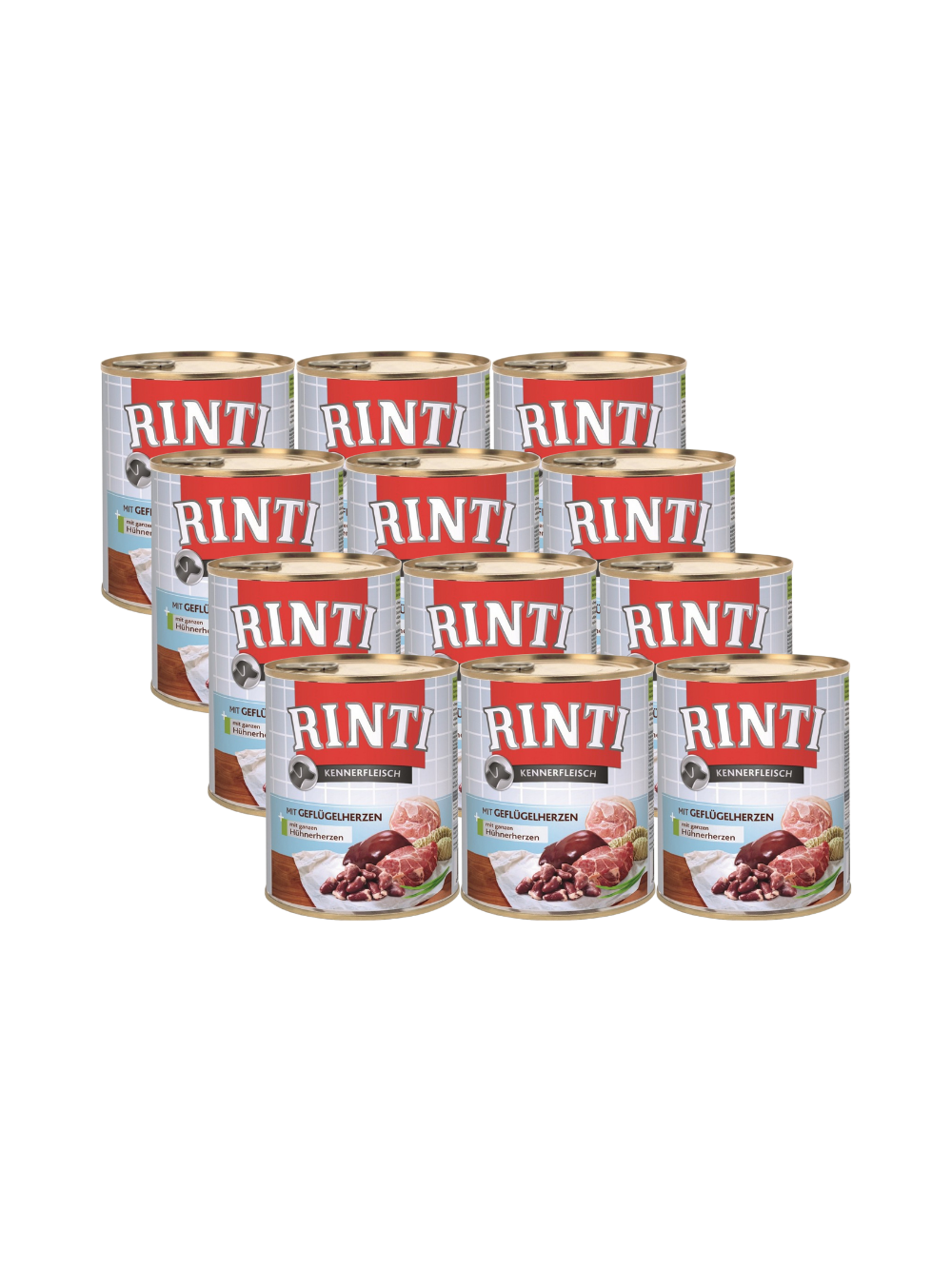 Rinti Kennerfleisch Geflugelherzen karma mokra dla psa - serca drobiowe 12x800g