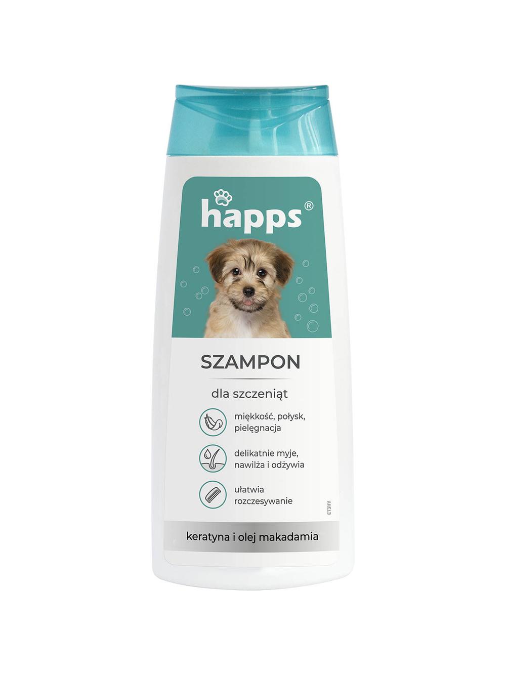 HAPPS - szampon pielęgnacyjny dla szczeniąt 200ml + 2x Czyścik do usuwania sierści - łapka GRATIS!!