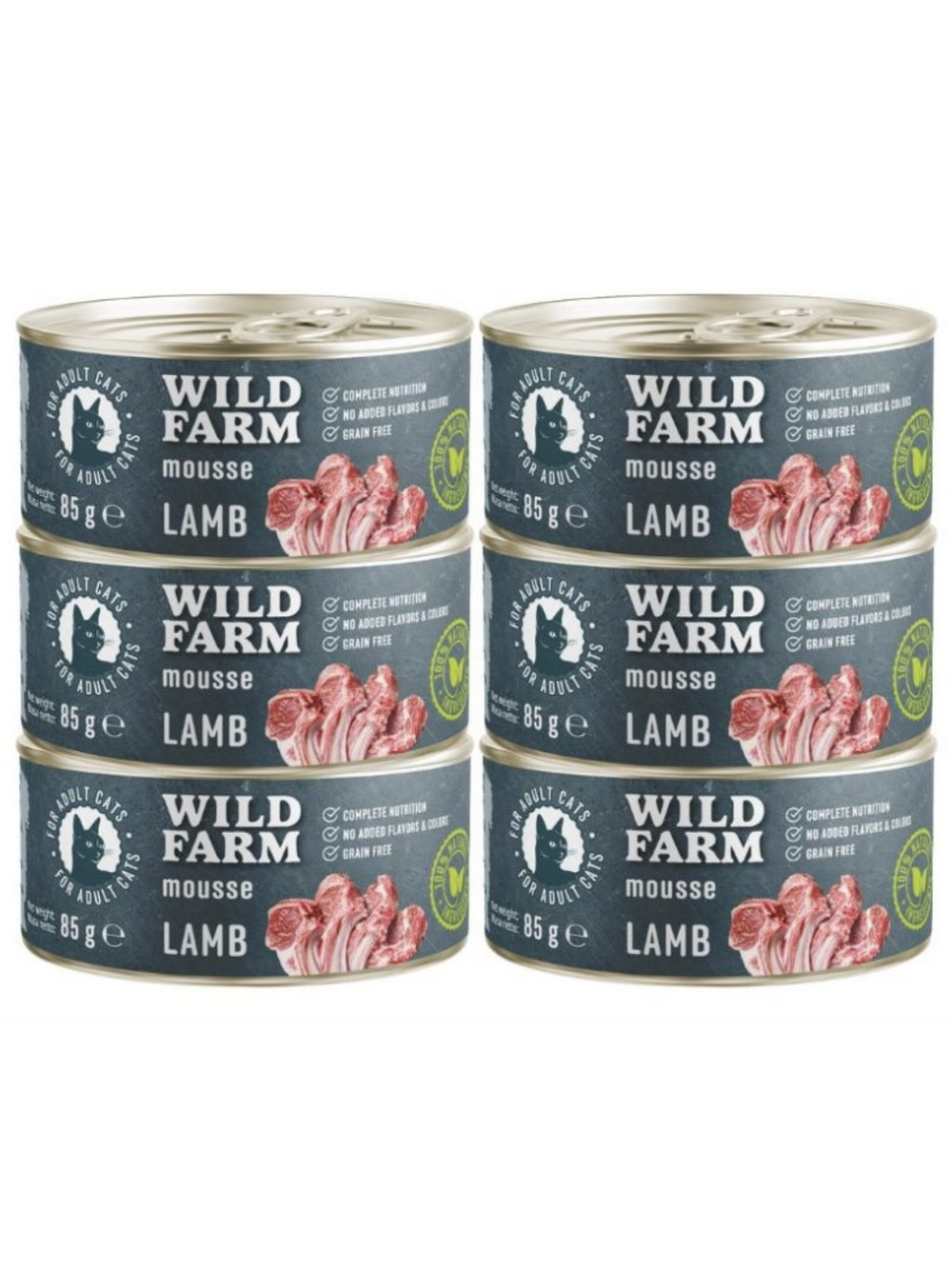 WILD FARM Mousse Lamb 6x85g - bezzbożowy mus dla kota