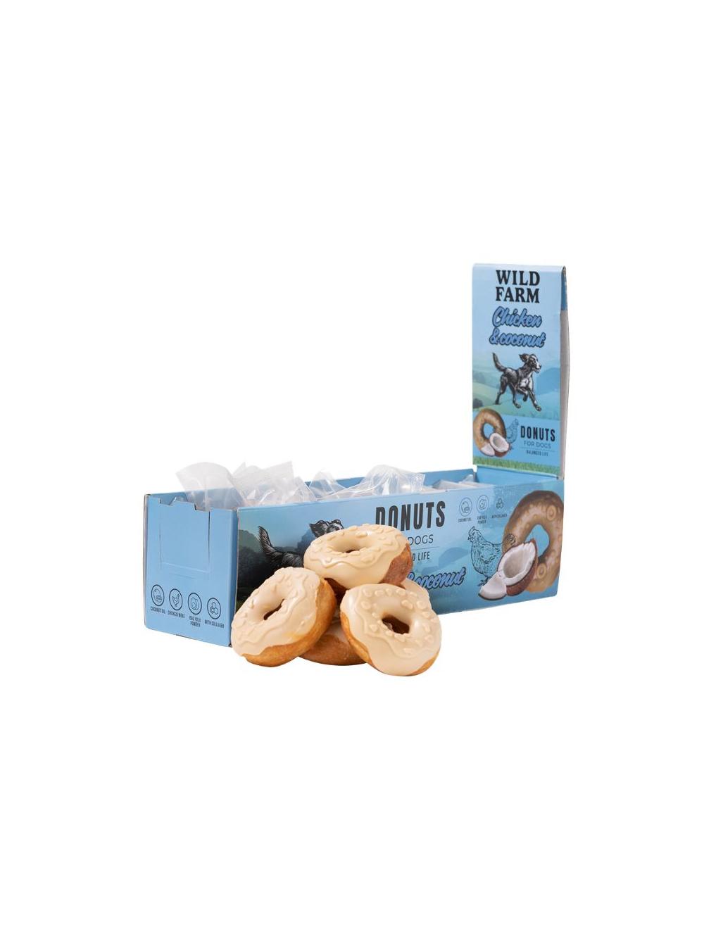 WILD FARM donut kolagenowy z kurczakiem i kokosem 7cm 10x50g przysmak dla psa