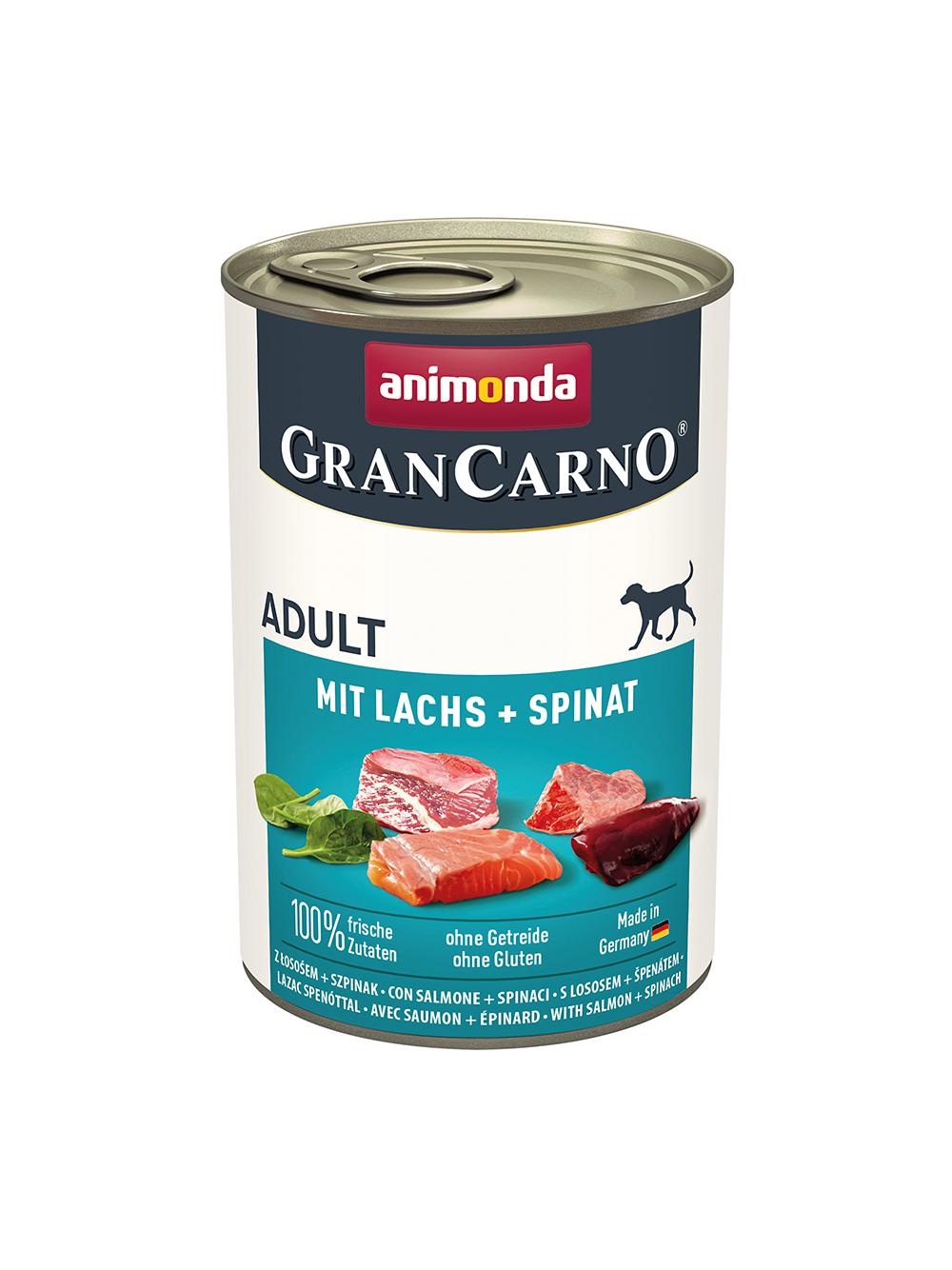 ANIMONDA GranCarno Adult Dog smak: Łosoś + szpinak 18x400g