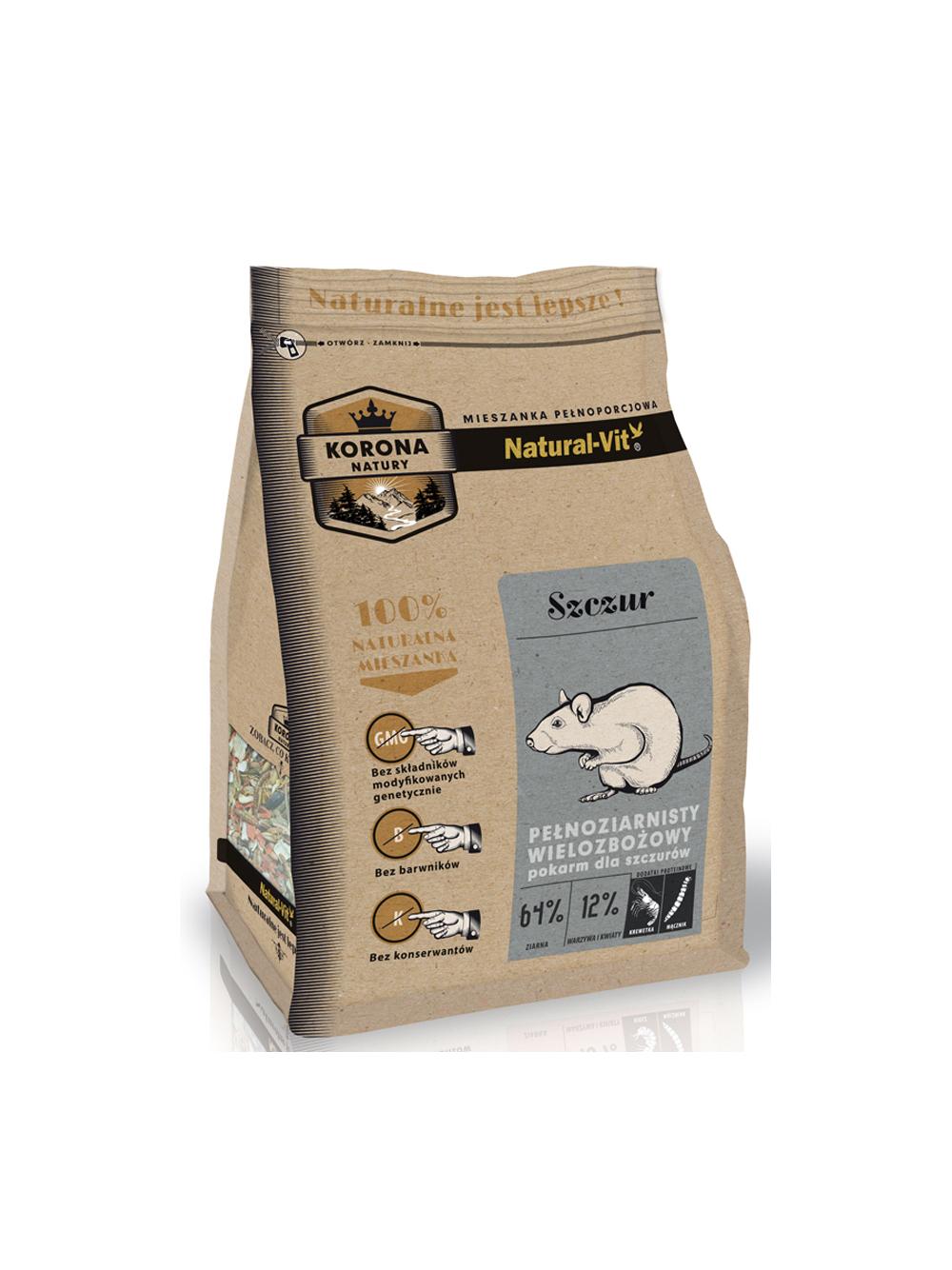 KORONA NATURY Natural-Vit pokarm dla szczura 750g