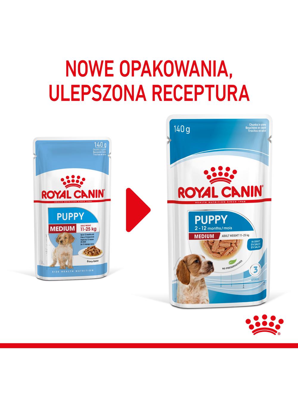 ROYAL CANIN Medium Puppy 10x140g karma mokra w sosie dla szczeniąt do 12 miesiąca, ras średnich