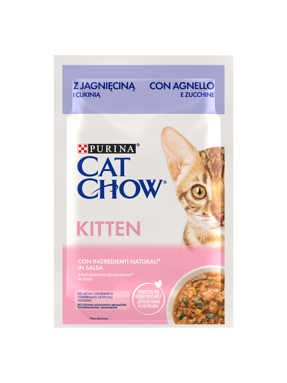 CAT CHOW Kitten Karma dla kociąt z jagnięciną i cukinią w sosie 10x85g