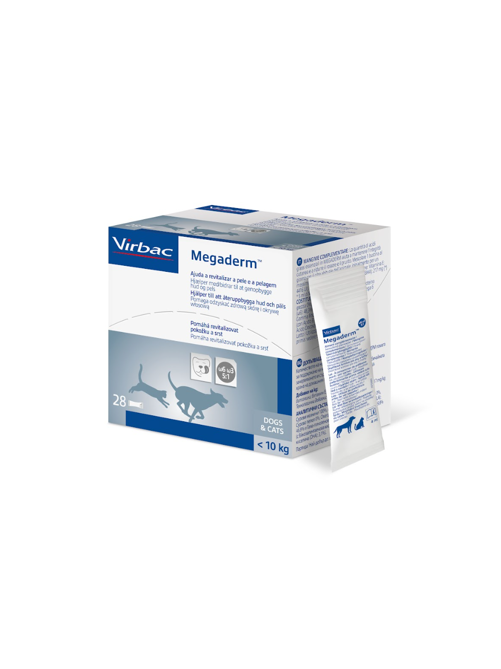 VIRBAC Megaderm 28x4 ml suplement diety dla psów i kotów do 10kg na problemy skórne
