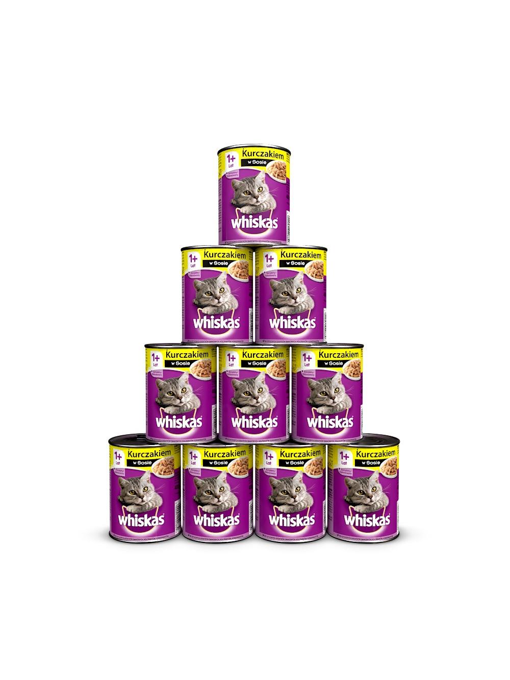 WHISKAS Adult puszka 12x400 g - mokra karma dla dorosłego kota, kawałki z kurczakiem w sosie