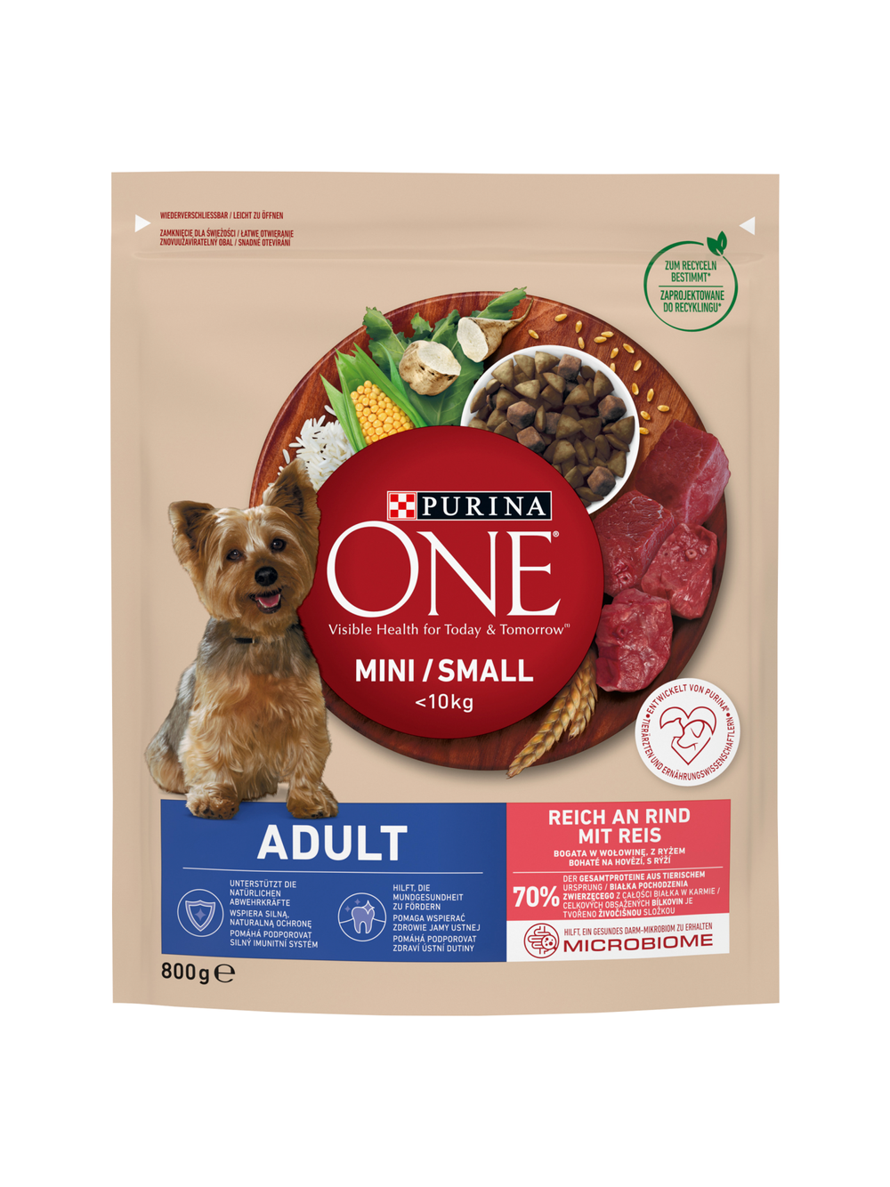 PURINA ONE Mini Adult Wołowina, ryż - sucha karma dla psa - 800g