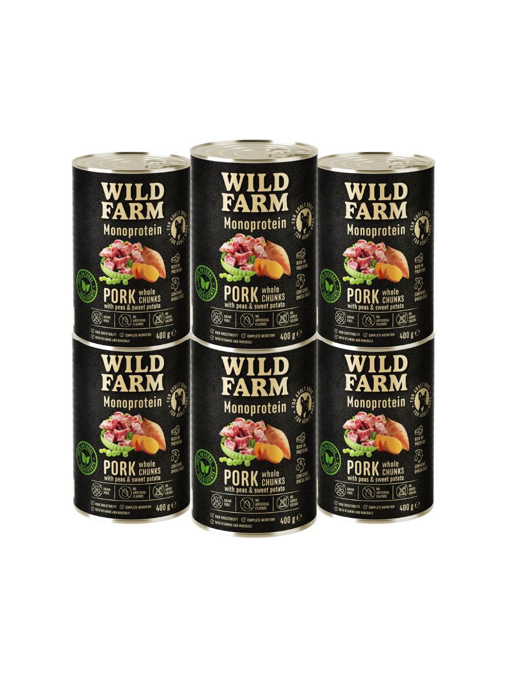 WILD FARM Monoprotein Pork 6x400g hipoalergiczna karma dla psa