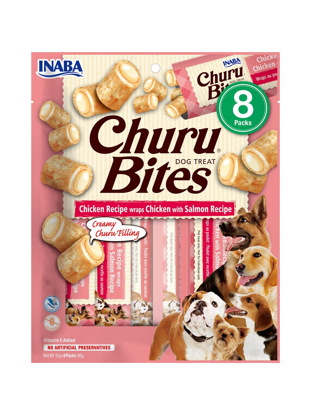 INABA  Churu Bites dla psa o smaku kurczaka i łososia 8x12g