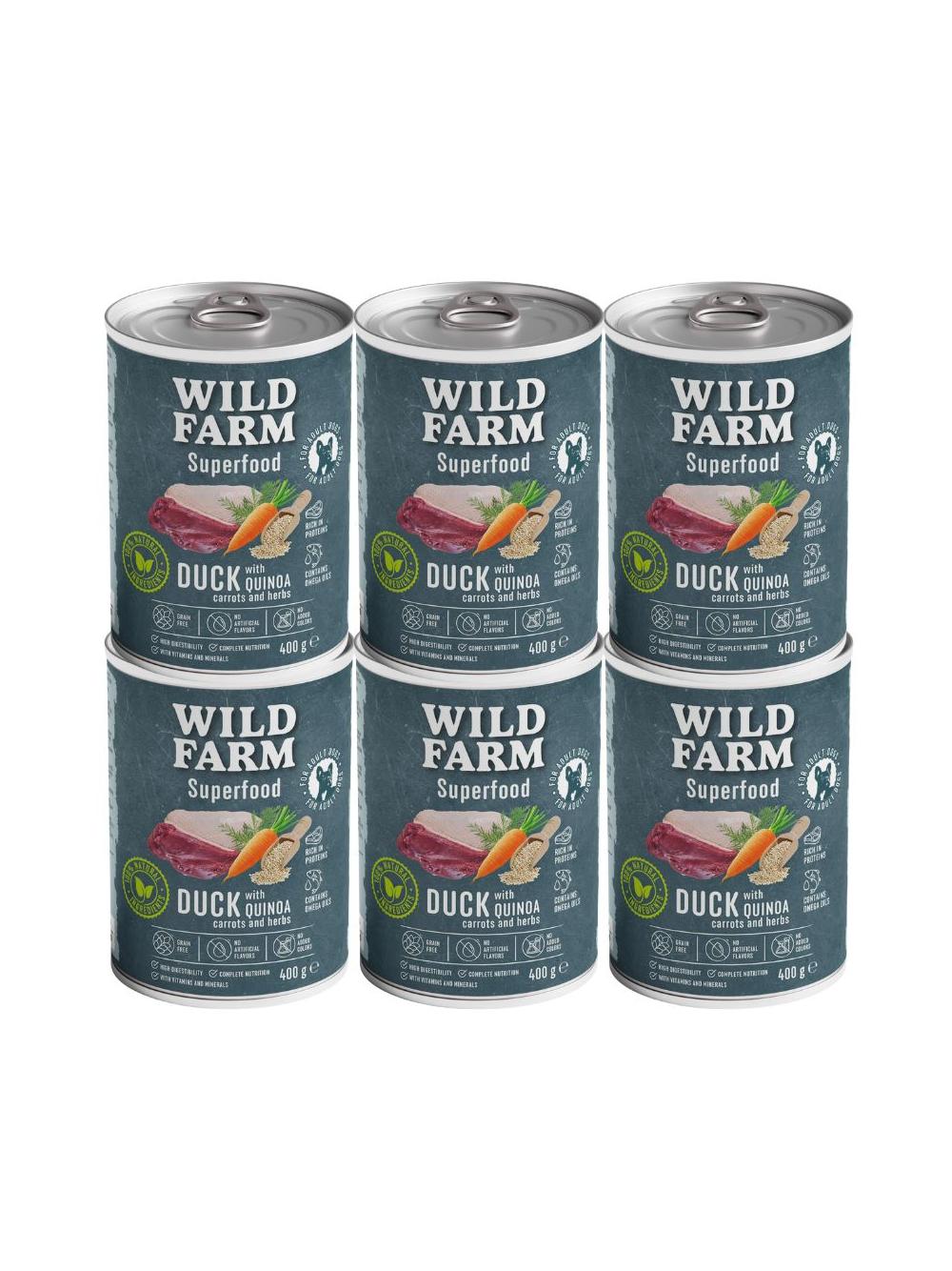 WILD FARM Superfood Duck 6x400g bezzbożowa karma dla psa