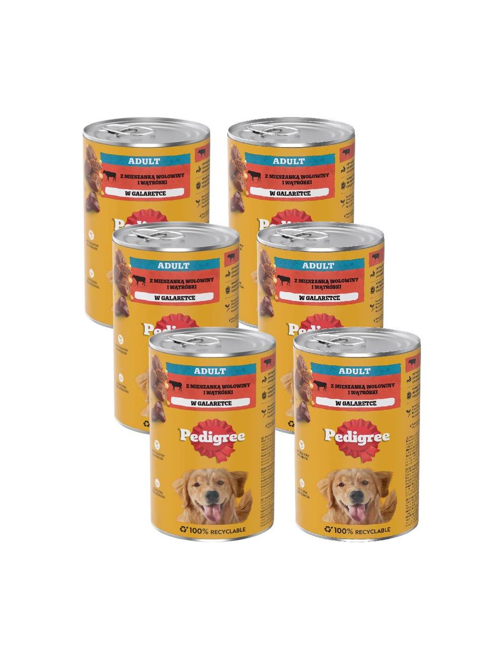 PEDIGREE Adult mokra karma pełnoporcjowa dla dorosłych psów, z wołowiną w galaretce 6x1200g