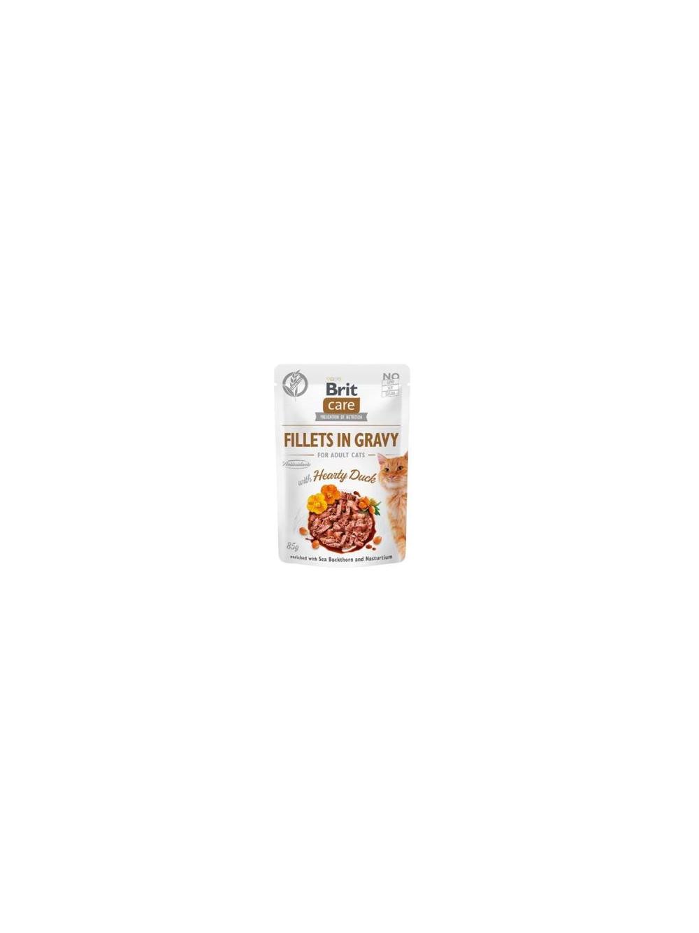 BRIT CARE Cat  Pouches Fillets in Gravy with Hearty Duck 24x85g