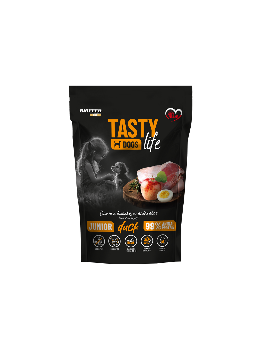Tasty Dogs Life Junior Danie z kaczką w galaretce 10x150g