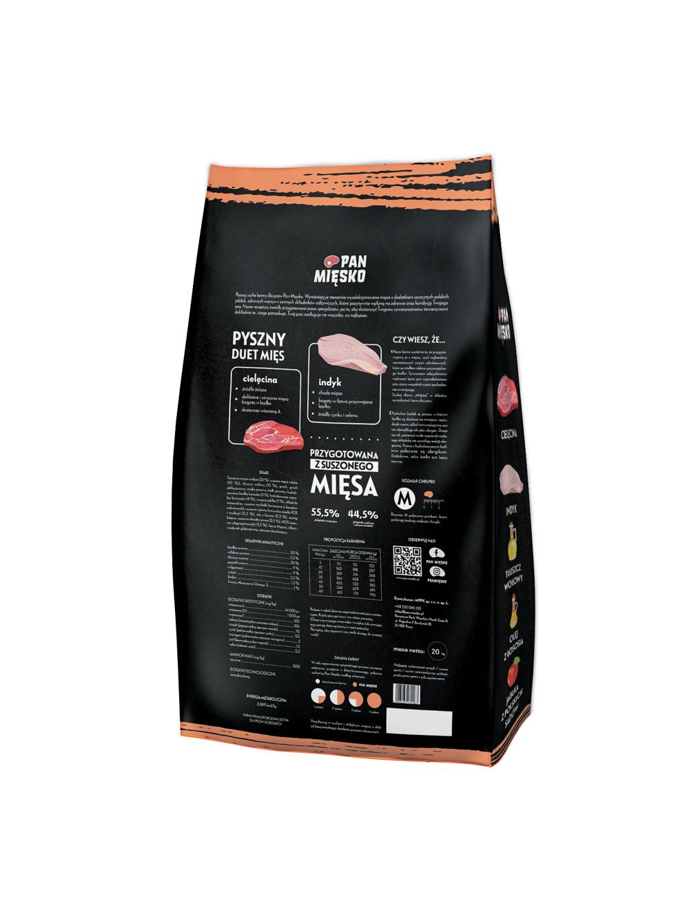 PAN MIĘSKO Cielęcina z indykiem M 20kg
