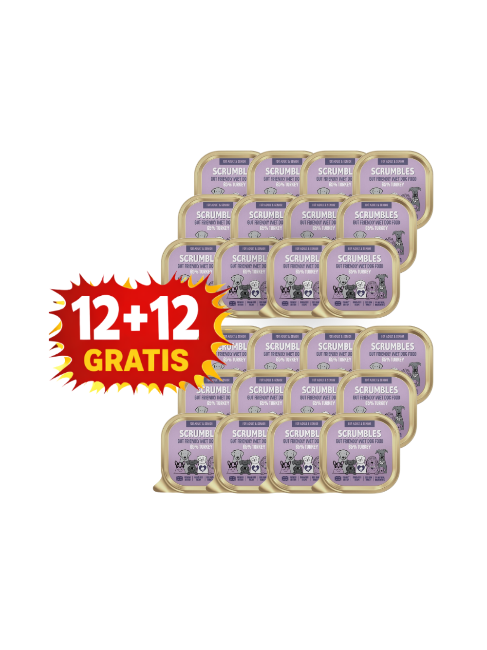 Scrumbles Grain Free Wet Dog Food Turkey 150g 12+12 GRATIS!!