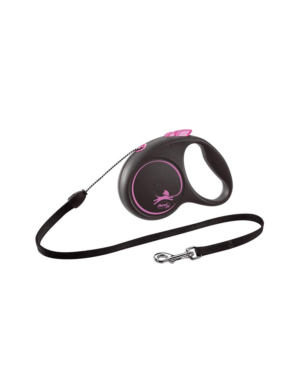 FLEXI Smycz oryginalna Black Design różowa M - 5m do 20kg - linka