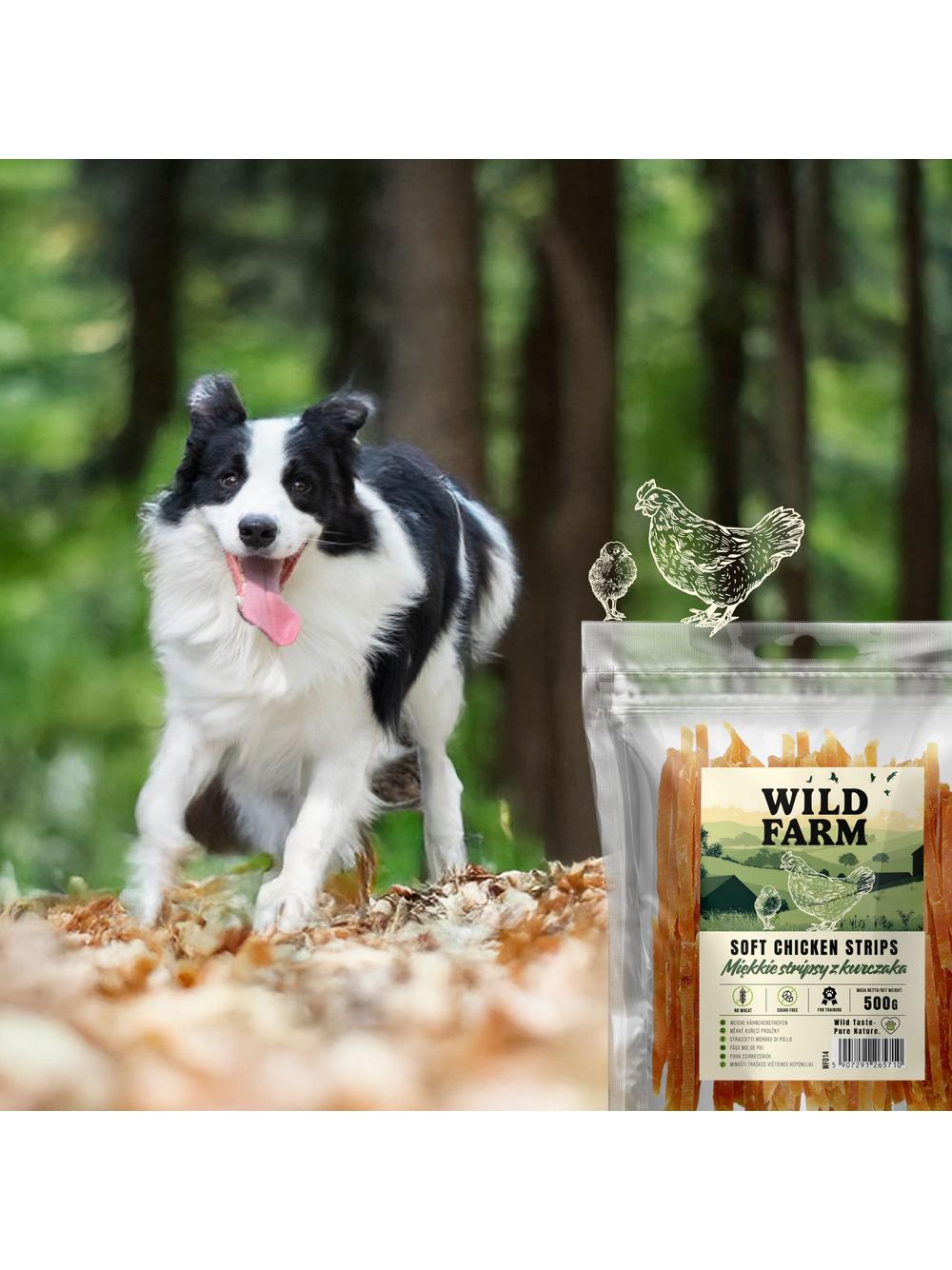 WILD FARM miękkie stripsy z kurczaka 500g przysmak dla psa