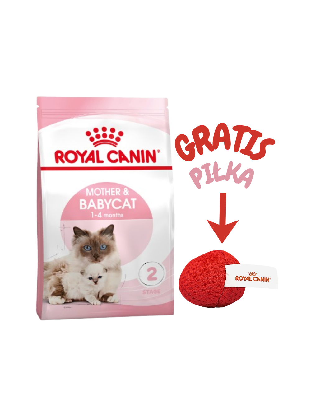 ROYAL CANIN  Mother&Babycat 4kg karma sucha dla kotek w okresie ciąży, laktacji i kociąt od 1 do 4 miesiąca życia + Royal Canin piłka dla kota GRATIS!!